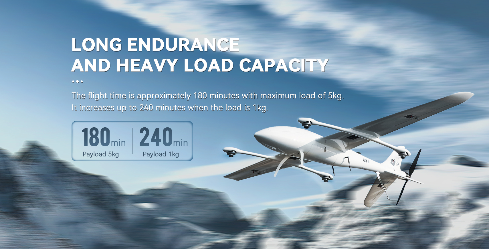 Drones for Firefighting,Rescue,Logistics 4 hours flight Max Range 300km,1000m-4500m sea level(Max)